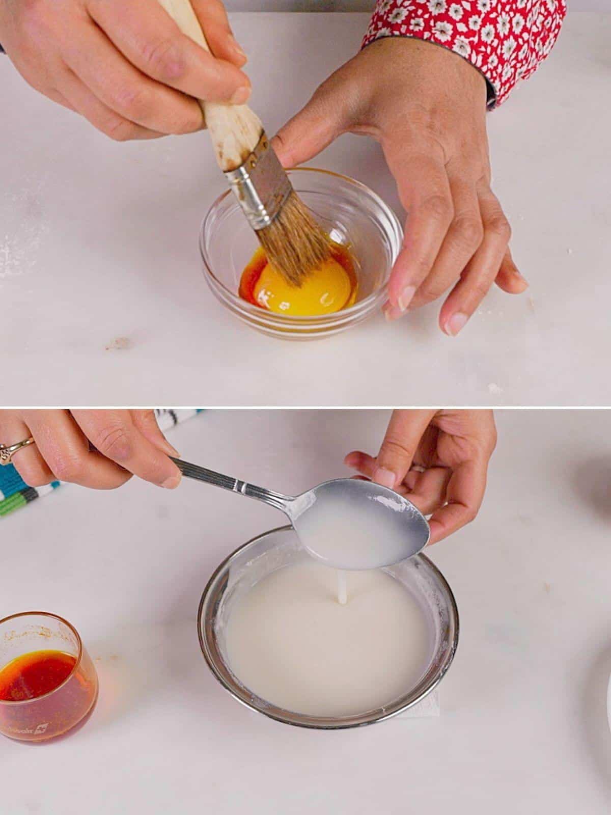 Two ways to make the saffron glaze.