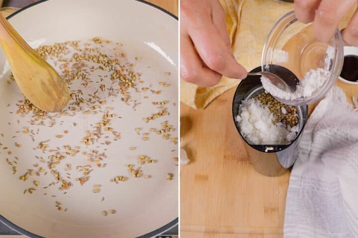Preparing the spice mix.