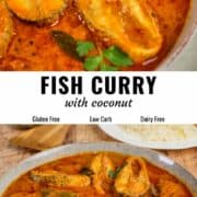 Indian fish curry pin image.