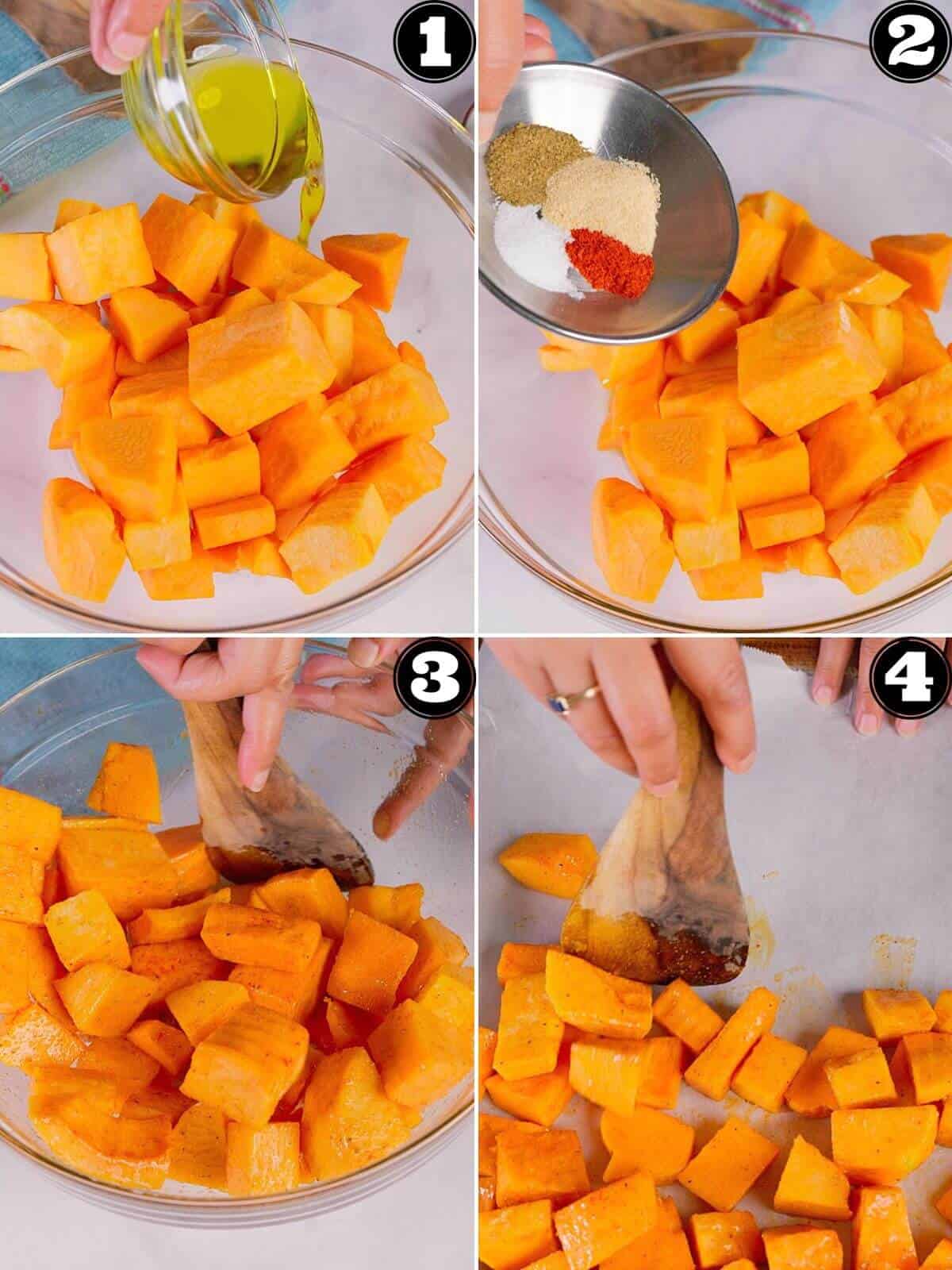 Making of the roasted pumpkin.