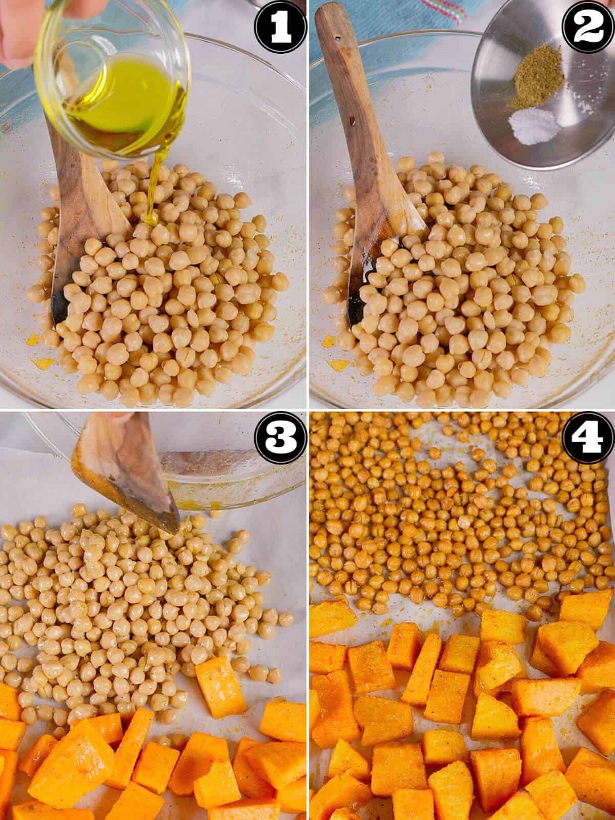 Making of the roasted chickpeas.