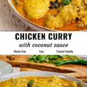 Chicken curry recipe pin image.