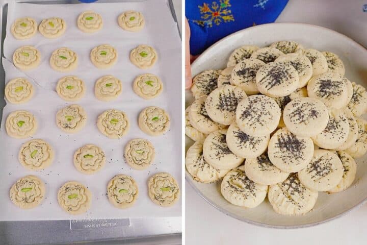 Baking and allowing to cool.