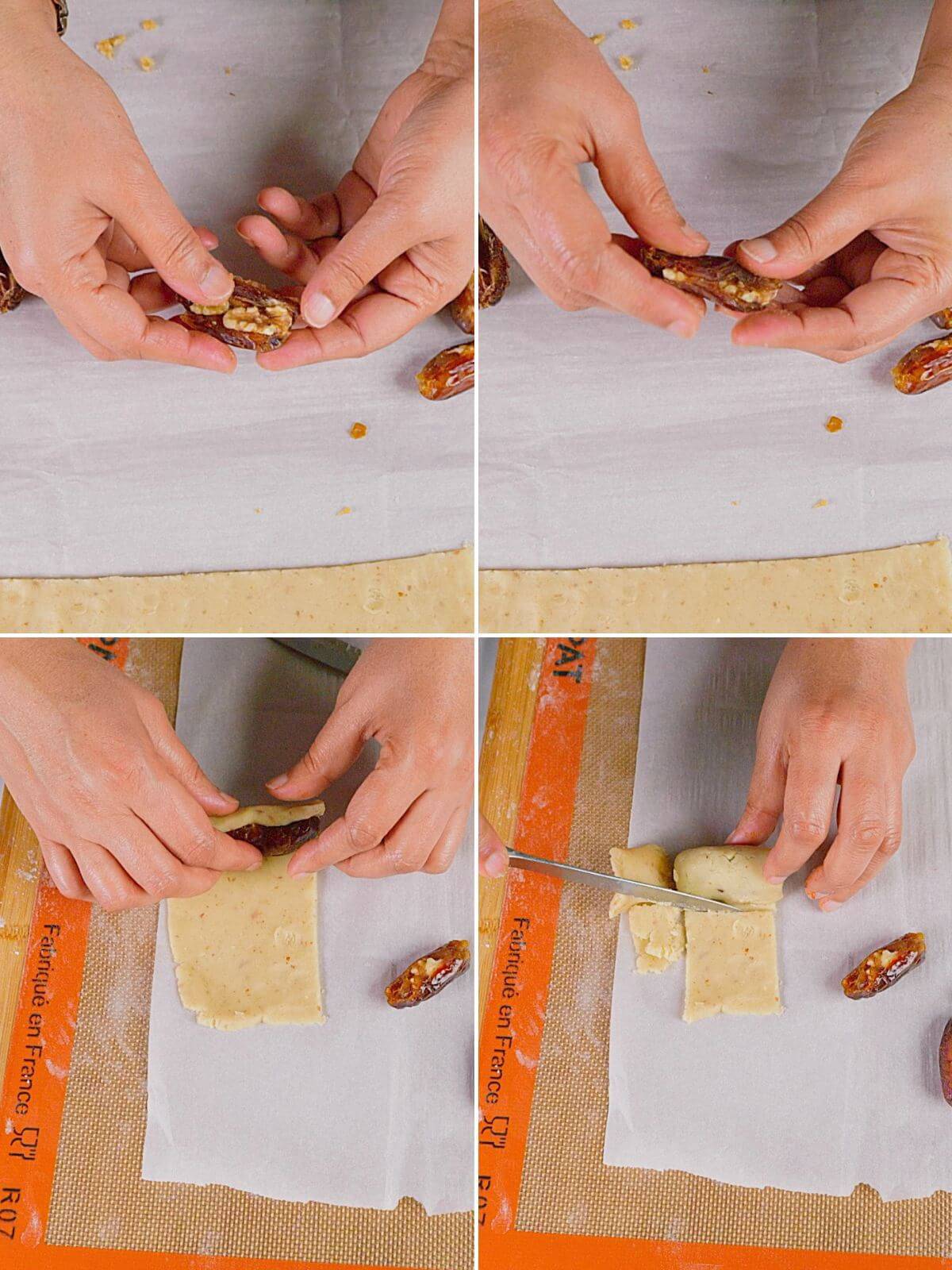 Using extra dough to make cookies.