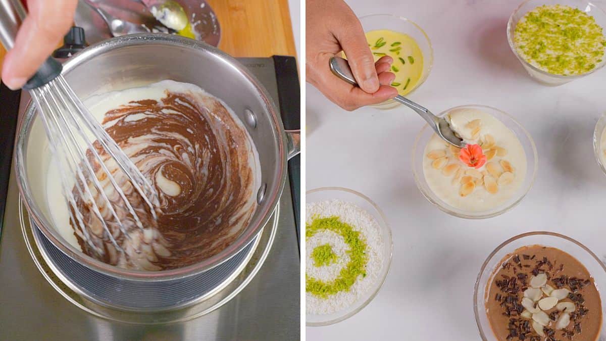 Making chocolate and other flavor variations of keskul.