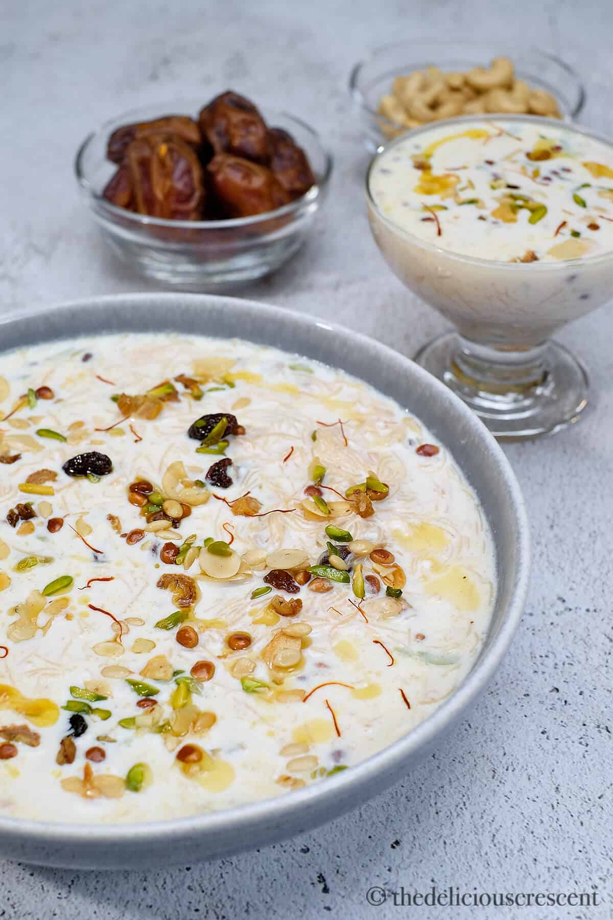 Sheer khurma served on the table.