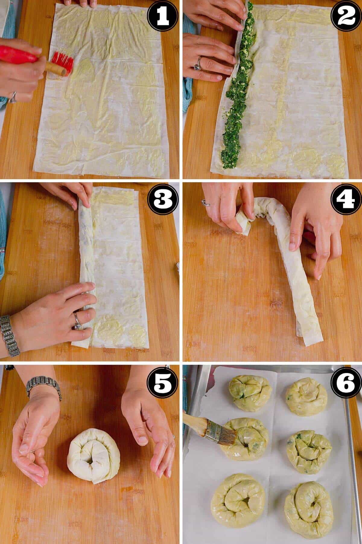 Making the coiled börek (kol böreği).