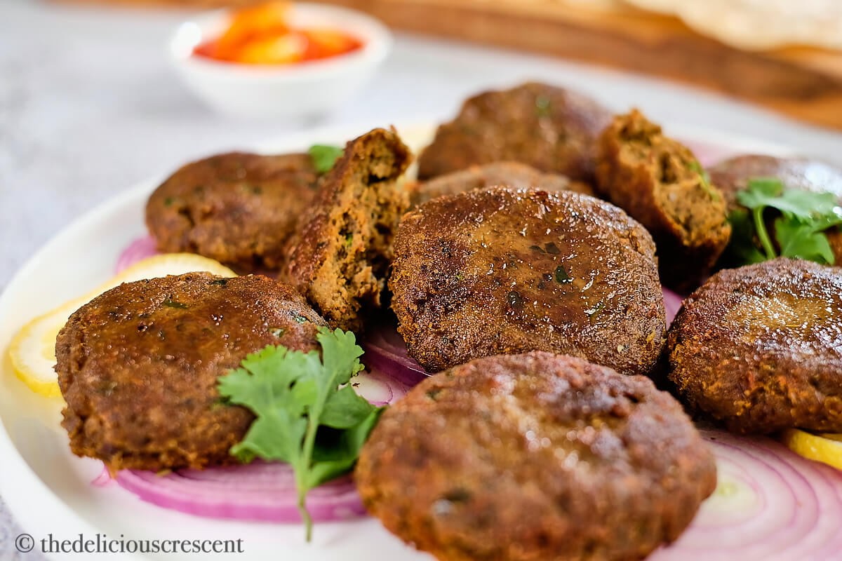 Shami kebabs served on the table.